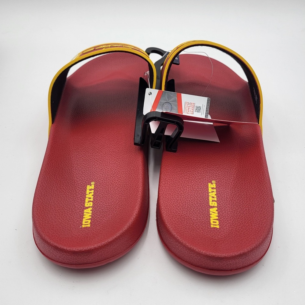 Iowa State Cyclones Molded Slides FOCO Men's XL 13-14 Red‎ Team Stripe - Picture 3 of 9